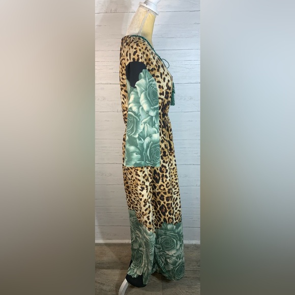 Kaftan dress leopard print US size L long womens - Picture 5 of 8